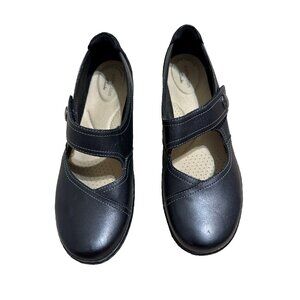 Clarks Black Leather Mary Jane Slip On Comfort Shoes Size 9.5